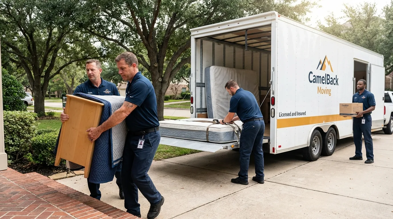 Crew loading residential truck for cross-state move from Kissee Mills, MO