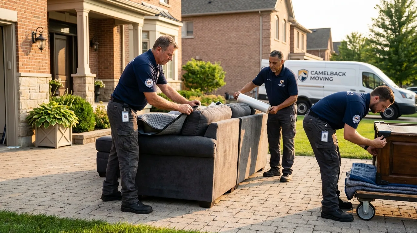 Large estate moving crew wrapping furniture in Kissee Mills, MO